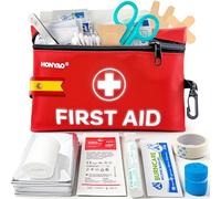 HONYAO Botiquín de Primeros Auxilios 105 Piezas, Mini Botiquin, Kit de Primeros Auxilios para Casa Viaje Senderismo Coche Moto Trabajo, Rojo