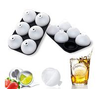 HONYAO® Cubiteras para Hielo con Tapa, 5cm Bolas Molde Hielo Silicona Grandes Redondo Sfera, para Gelatina Vino Whisky Sin BPA - 2 Piezas