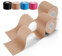 HONYAO Kinesiotape 2 Rollos, Cinta Kinesiología Tape 5cm x 5m, Impermeable Esparadrapo Deportivo, Elastica Neuromuscular Quinesiologica Fisioterapia Transpirable Kinesio Tape Vendaje, Beige