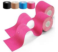 HONYAO Kinesiotape 2 Rollos, Cinta Kinesiología Tape 5cm x 5m, Impermeable Esparadrapo Deportivo, Elastica Neuromuscular Quinesiologica Fisioterapia Transpirable Kinesio Tape Vendaje, Rosa