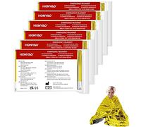 HONYAO manta de rescate, 6 unidades, color dorado y plateado, 210 x 160 cm, manta de primeros auxilios, perfecta para exteriores, senderismo, supervivencia, maratones