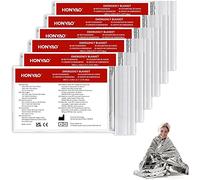 HONYAO - Manta térmica plateada (6 piezas, 210 x 160 cm, reutilizable, extra grande, para exteriores, senderismo, supervivencia, maratones, primeros auxilios)