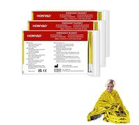 HONYAO Manta Termica Supervivencia 3 Piezas, Manta Termica Emergencia Oro Plata, 210 ×160 cm, MantaTermica para Rescate Protege del Frío, la Lluvia, el Viento