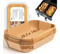 HONYAO Papel para Freidora de Aire Doble, 20,5x14cm 100 Piezas Rectangular Papel de Horno Accesorios Compatible con Cecotec Ninja Cookwise Dual Double Stack Air Fryer - Rectángulo