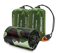 HONYAO Saco de Dormir Emergencia, Mantas Termica de Aluminio con Silbato, Supervivencia Bivy para Vivac, Cámping, Excursionismo, Trekking