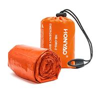HONYAO Saco de Dormir Emergencia, Mantas Termica de Aluminio, Sacos de Vivac Supervivencia, Supervivencia Bivy para Vivac, Cámping, Excursionismo, Trekking - Naranja