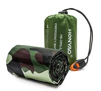 HONYAO Saco de Dormir Emergencia, Mantas Termica de Aluminio, Sacos de Vivac Supervivencia, Supervivencia Bivy para Vivac, Cámping, Excursionismo, Trekking - 1 Pieza (Camuflaje con Silbar#1)