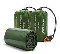 HONYAO Saco de Dormir Emergencia, Mantas Termica de Aluminio, Supervivencia Bivy para Vivac, Cámping, Excursionismo, Trekking (Verde con Silbar#2)