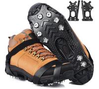 HONYAO Tacos de hielo para botas y zapatos, pinzas antideslizantes para | 11 picos de acero inoxidable | Se adapta a botas de hombre y mujer hasta XXL | Silicona de -45 °C | Senderismo
