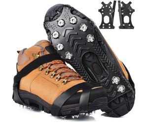 HONYAO Tacos de hielo para botas y zapatos, pinzas antideslizantes para | 11 picos de acero inoxidable | Se adapta a botas de hombre y mujer hasta XXL | Silicona de -45 °C | Senderismo