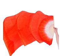 hOnYbmq Abanicos largos de bambú de seda sintética, 2 abanicos de baile más abanicos de seda flexibles y brillantes.