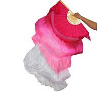 hOnYbmq Abanicos largos de bambú de seda sintética, 2 piezas de 180 cm/70,8 pulgadas de abanicos de bambú de seda for danza del vientre, arte colorido