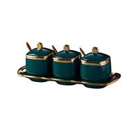 hOnYbmq Azucarero de cerámica, 3 Set Of Sugar Container Spice Jar,Colorful Ceramic Coffee Sugar Canisters