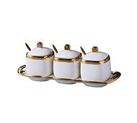 hOnYbmq Azucarero de cerámica, 3 Set Of Sugar Container Spice Jar,Colorful Ceramic Coffee Sugar Canisters