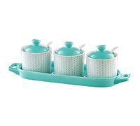 hOnYbmq Azucarero de cerámica, Blue Sugar Bowl with Lid, Sugar Container Spice Jar, Sugar Salt Pot Seasoning Canister