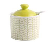 hOnYbmq Azucarero de cerámica, Blue Sugar Bowl with Lid,Sugar Salt Pot Seasoning Canister