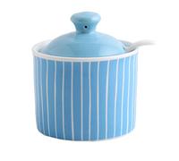 hOnYbmq Azucarero de cerámica, Blue Sugar Bowl with Lid,Sugar Salt Pot Seasoning Canister