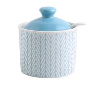hOnYbmq Azucarero de cerámica, Blue Sugar Bowl with Lid,Sugar Salt Pot Seasoning Canister