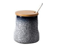 hOnYbmq Azucarero de cerámica, Sugar Bowl with Lid and Spoon, Sugar Salt Pot Seasoning Canister