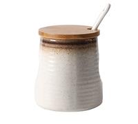 hOnYbmq Azucarero de cerámica, Sugar Bowl with Lid and Spoon, Sugar Salt Pot Seasoning Canister