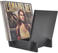 Honygebia Soporte de Vinilos de Madera Maciza - Estante de Roble Negro en Forma de V para Exhibición y Almacenamiento, Ideal para 40 LPs Premium