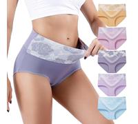 Honzadar Ropa Interior de Cintura Alta para Mujer, Calzoncillos con Control de Abdomen, Bragas posparto, Cobertura Completa (Talla Regular y Extragrande), Multicolored D-5pack, Large