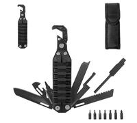 HONZIN Multiherramientas 10 en 1 de Bolsillo con Llave, Abrelatas, Abrebotellas, Sierra, Juego de Destornilladores, Silbato, Cuchillo Multiusos Plegable para Exteriores, Acampada, Reparación