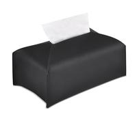 HONZUEN Caja de Pañuelos Rectangular PU, Funda Elegante para Kleenex, Dispensador de Papel Facial, Portapañuelos de Escritorio, Soporte Decorativo Negro 23x12,5x10cm