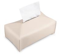 HONZUEN Dispensador de Pañuelos Blanco, Funda Rectangular PU para Kleenex, Soporte para Servilletas de Papel Facial, Caja Decorativa de Escritorio 23x12,5x10cm