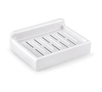 HONZUEN Jabonera Baño y Ducha con Bandeja Drenante Autoadhesiva Blanca | ABS plastico grueso | Fijación sin taladro | Bandeja extraíble, 10 ranuras secado | Jabón siempre seco | Baño, ducha, cocina