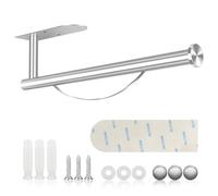 HONZUEN Portarollos de Cocina Autoadhesivo Pared, Rasgue el Papel de Seda con Una Mano,Portarrollos Papel Cocina Sin Taladro de Acero Inoxidable, Soporte Papel Cocina para Debajo del Gabinete y Baño