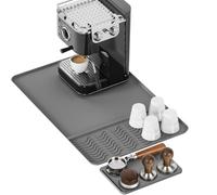 HONZUEN Tapete de Café 2 en 1 de Silicona con Tapete de Tamping Desmontable 60×40cm, Antideslizante, Protector de Encimera para Cafetera Exprés, Impermeable y Resistente al Calor, Gris