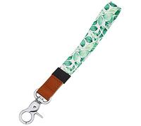 HONZUEN Wristlet Lanyard, Correa Llaves Suave con Llavero y Piel Genuina, Cinta Llavero Resistente al Desgarro, Correa para Cordón Llaves Keychain Strap para Key Teléfono Móvil USB Llaves, Hoja