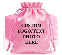 HooAMI 100 bolsas de regalo de satén personalizadas con logotipo de 5.1 x 7.1 pulgadas, bolsas de joyería con cordón para novia, cumpleaños, boda, Navidad, baby shower, recuerdo de fiesta