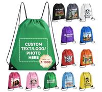 HooAMI Bolsas de mochila con cordón personalizado,Bolsas personalizadas a granel,Artículos promocionales con logotipo de texto,Saco deportivo para gimnasio