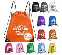 HooAMI Bolsas de mochila con cordón personalizado,Bolsas personalizadas a granel,Artículos promocionales con logotipo de texto,Saco deportivo para gimnasio