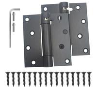 Hoobar Paquete de 2 bisagras de puerta de acero inoxidable resistentes con cierre automático de 4 pulgadas, bisagras de resorte negro, tensión ajustable para garaje, puerta delantera, puerta trasera