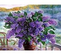 Hoobee DIY 5D Diamond Painting Kit Completo Lavanda Resumen, Punto De Cruz Pintura Púrpura Flor De Diamante Completo Bordado Cristal Diamante Decoración De La Pared Del Hogar 30x40 cm