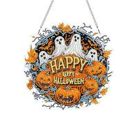 Hoobee Halloween Diamond Painting Colgante,Fantasma Colgante Cuadro de Diamantes Ornaments con Cadena Hanging Decoración Ornaments Para Porche Ventana, Jardín, Balcón, Colgante de Pared 20x20 cm