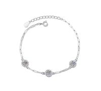 HOOBN Joyería de Mujer 1.5cttw Moissanite Bracelet Women 3Stone 5mm D Color Diamond Bracelets Adjustable Chain(1.5cttw Style B)
