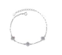 HOOBN Joyería de Mujer 1.5cttw Moissanite Bracelet Women 3Stone 5mm D Color Diamond Bracelets Adjustable Chain(0.6cttw moissanite)