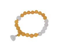 HOOBN Joyería de Mujer Pulsera de ágata Amarilla Estilo Retro, semilla de Loto Simple, Pareja Exquisita, Cadena de Jade Blanco