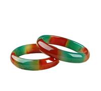 HOOBN Joyería de Mujer Pulsera de Jade Engrosada de Ancho Medio con ágata de Pavo Real de Color Rojo Natural