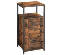 HOOBRO Armario Auxliliar, Armario de Pie con Ajustable Estantes, Armario Aparador, para Salón, Puerta de Lamas, Industrial, Armario Bajo, para Salón, Dormitorio, Marrón Rústico EBF13CW01