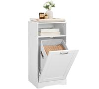 HOOBRO Armario para Ropa Sucia, Mueble para Baño, con Cesto Oculto y Extraíble y Estante Abierto, Estilo Moderno, Mueble Auxiliar de Lavandería, 40 × 36 × 81,2 cm, Blanco EWT40XY01
