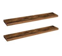HOOBRO Estante Flotante, Estante de Pared Juego de 2 Baldas, 120 cm Estante Colgante con Soportes Invisibles para Baño, Dormitorio, Aseo, Cocina, Oficina, Salón, Color Marrón Vintage EBF120BJP201