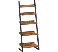 HOOBRO Estantería de Escalera de 5 Niveles, Librería Estrecha, Estantería de Esquina, para Almacenamiento y Exhibición, para Sala de Estar, Estudio, Dormitorio, Marrón Rústico y Negro EBF150CJ01