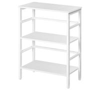 HOOBRO Estantería de Escalera, Estantería para Discos, Librería de 3 Estantes, Estantería para Plantas, Estructura Metálica, Sala de Estar, Dormitorio, Blanco EWT86CJ01G1