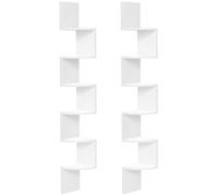 HOOBRO Estantería de Esquina de Pared, Juego de 2, Estantería Esquinera de 6 Niveles, en Zigzag, Ahorro de Espacio, para Sala de Estar, Dormitorio, Comedor, Blanco EWT27BJP201