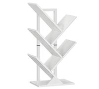 HOOBRO Estantería de pie con forma de árbol, estantería de 4 niveles, estantería para libros en casa, oficina, almacenamiento de libros, CD, fuerte y estable, para salón, color blanco EWT04SJ01G1
